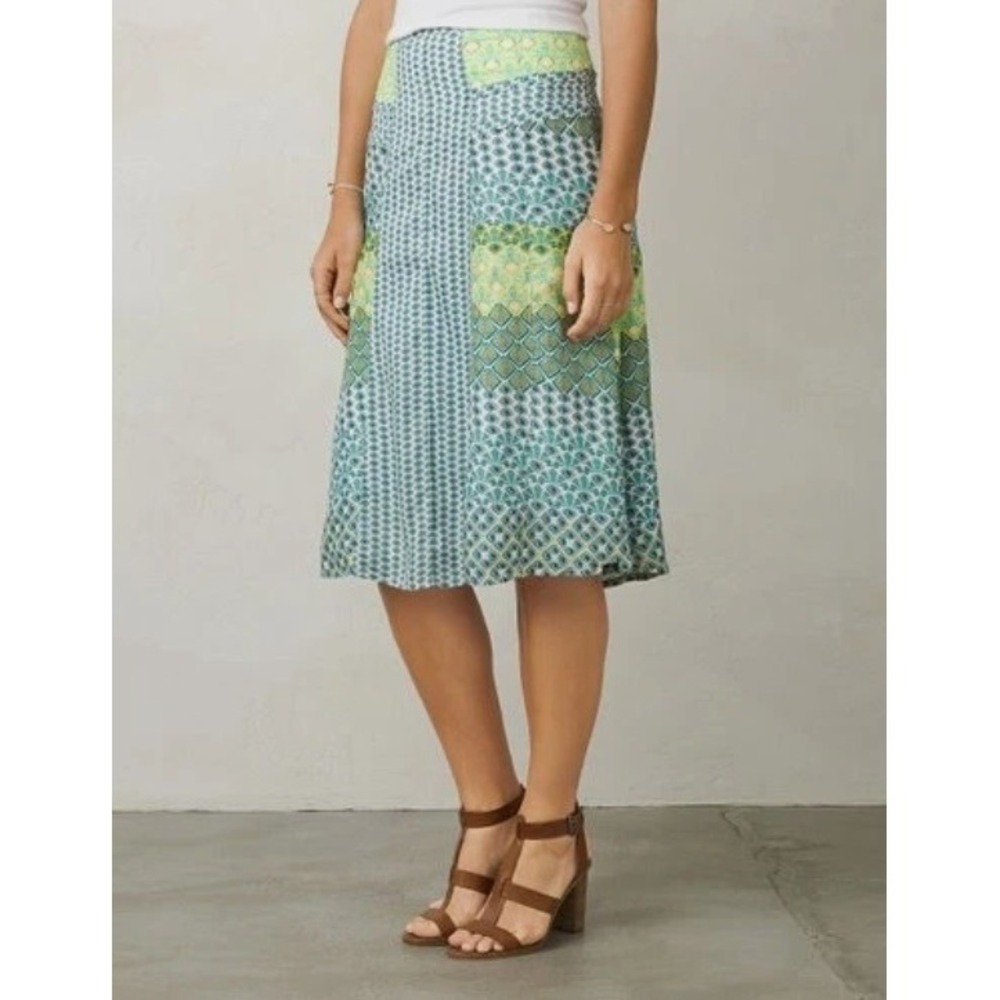Womens Prana Dragonfly Geo Isadora Patchwork Skirt A-Line Bohemian Casual Size 4